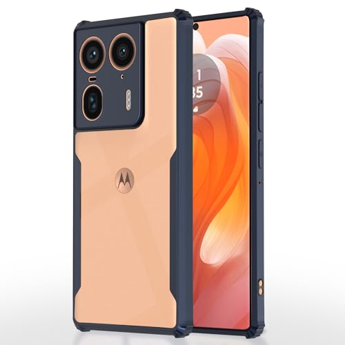 Image of Pikkme Moto Edge 50 Ultra 5G Back Cover | Crystal Clear Transparent Back | Ultra Hyrbid | Full Camera Protection | Raised Edge | Bumper Back Case (Blue)