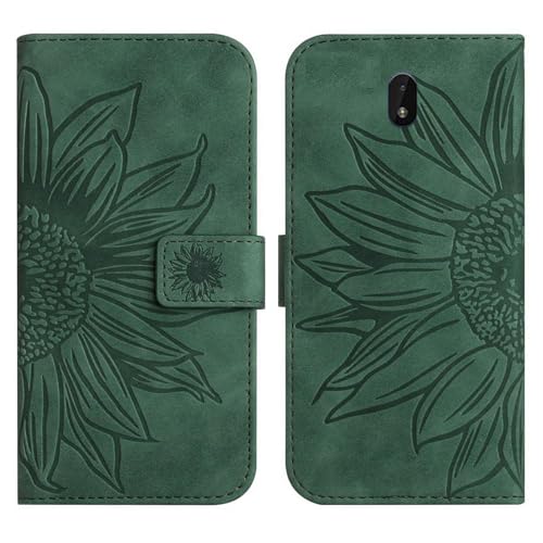 Rfvzubemok Compatible con Nokia C01 Plus 4G Funda,Compatible con Nokia C1 2nd Edition 4G Funda de teléfono con Cierre magnético Flip Kickstand Green