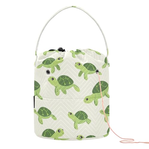 Yarn Storage Bag Small Crochet Bag Knitting Bag Organizer Green Turtle Cartoon Yarn Bags for Crocheting Basket