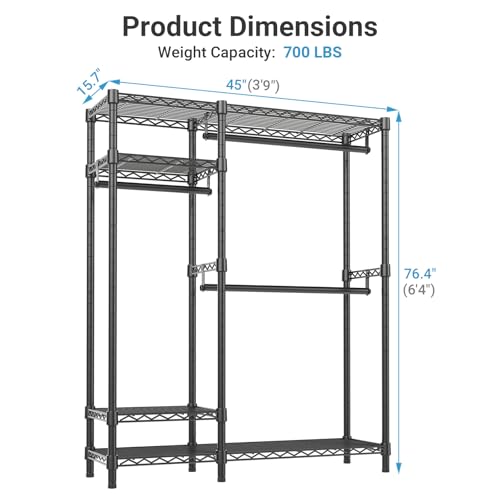 Image of VIPEK V2 Heavy Duty Clothes Rack, Portable Metal Closet System, Black
