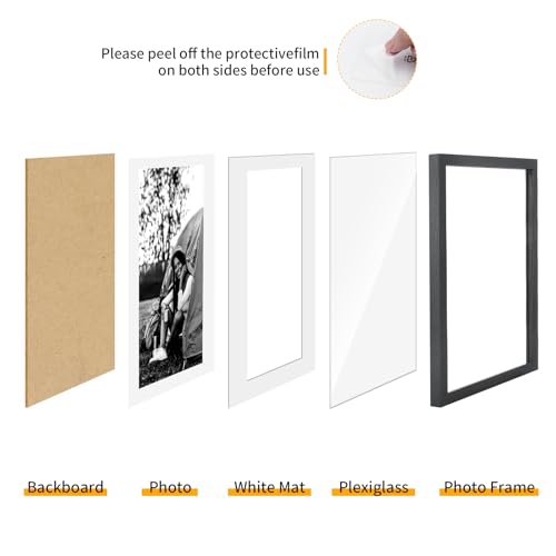 puthiac 9x12 Oak Wood Picture Frams - Minimalist 9x12 Oak Wood Frames, 9"x12" Picture Frame Wood, Natural Solid Wooden Picture Frames for Wall Art Photo and Prints(3 Pack, Black)