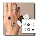 UBICA Semi Permanent Tattoos, 2 Sheets Tiny Temporary Fake Tattoo Alien, Lasts 7-15 Days Water-Resistant, Realistic Interesting Design for Finger, Non-Reflective Body Art Stickers