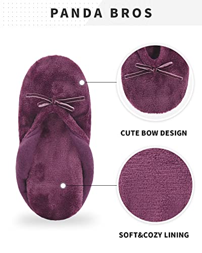 Panda Bros 2 Pairs Women's Ballerina House Slippers, Anti-Skid Comfy Warm Ballet Style Slippers2