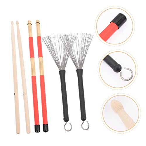 Kit de baquetas multiuso con escobillas para batería miniatura 6