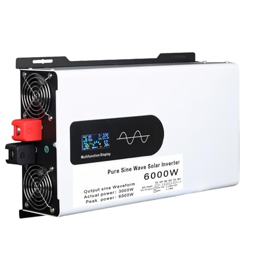 Inversor de Onda Sinusoidal Pura 5000w 6000w 8000w 10000w 12000w Convertidor de Voltaje para Coche 12v 24v 48v 60v 72v 96v a 110v/220v para Portátiles, Camiones (6000W, 12V to 220V)