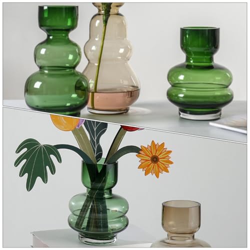 Vase élégant de style nordique KICHOUSE en verre transparent avec fond épais pour fleurs
