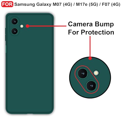Image of CEDO Back Cover for Samsung Galaxy M07 (4G) / M17e (5G) / F07 (4G) | Camera Bump Protection & Inner Velvet Fabric Lining | Ultra Slim Matte Soft Rubberised Case Cover (Green)