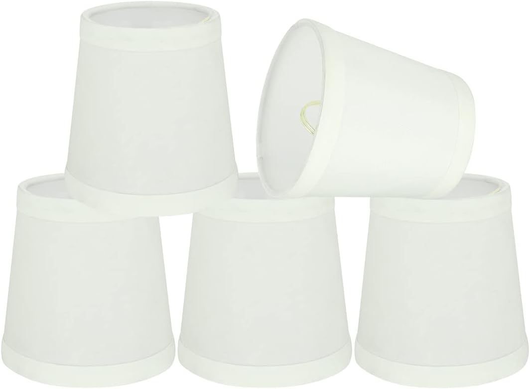Aspen Creative 32047-5B, Hardback Empire Clip-On Chandelier Lamp Shade, Off-White, 3" Top x 4" Bottom x 4" Slant Height, Set of 5