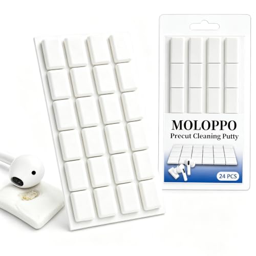Moloppo 24pcs 0.6 * 0.9 Large Particles Cleaning Putty for AirPods Cleaner Kit Dust Removal Putty for AirPods Pro for iPhone Charging Port Keyboard Phone and Electronics White
