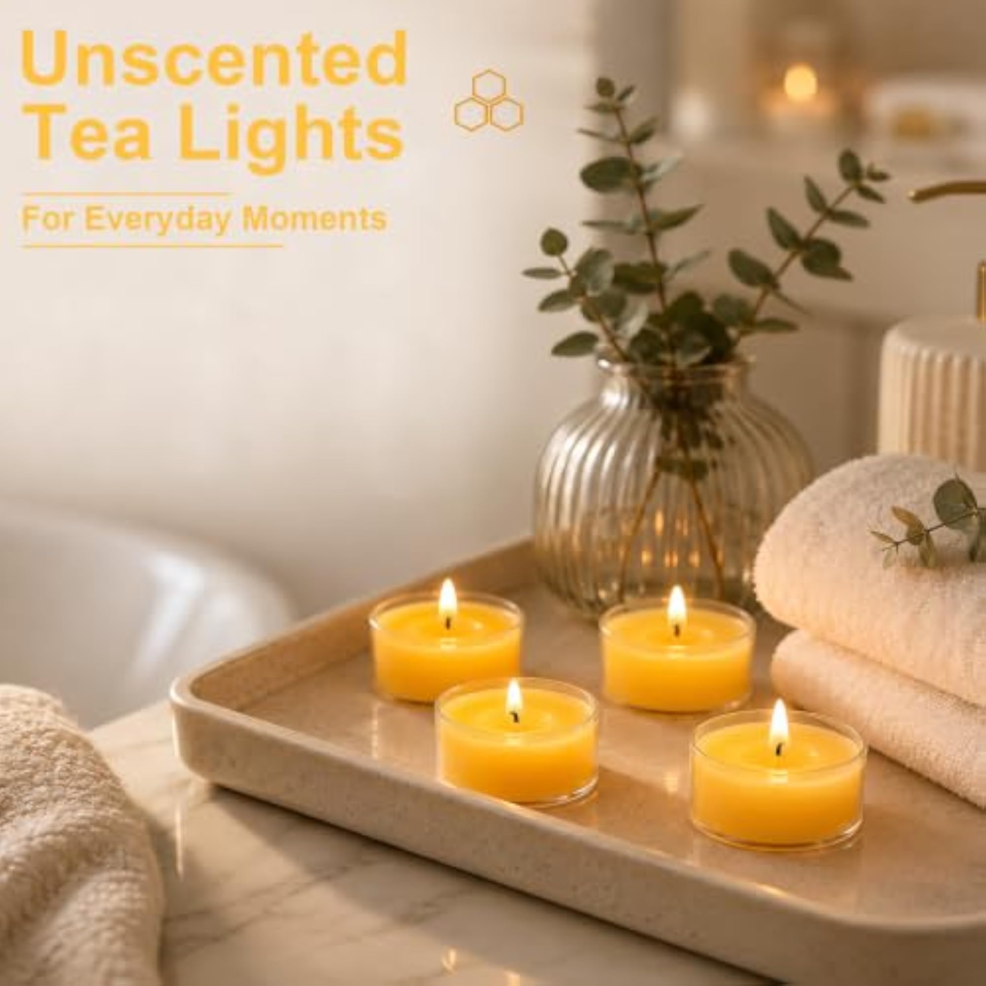 20 Packs Beeswax Tealight Candles Bulk, 4 Hours Burning