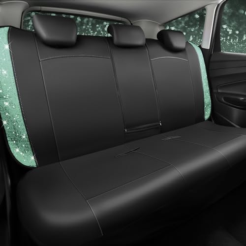 CAR PASS Universal Mint Leather Lace Car Seat Covers Full Set for Women Girls, Waterproof Car Floor Mats Carpet, Glitter Steering Wheel Cover for Cars Accessories Interior Sets,10PCS Included by CAR PASS - Used condition - Image 6