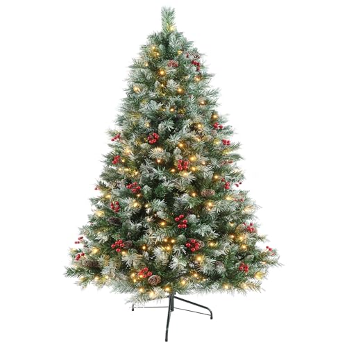 SENNOUL Prelit Christmas Tree with Lights 6ft - Premium Artificial Christmas Tree, with 874 Branch...