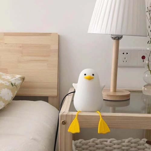 Image of KRESHU Cute Duck LED Night Light Soft Silicone Warm Dimmable Lamp with Touch Control Sensor USB Rechargeable Night Lamp for Baby Room /Bedroom /Living Room /Home (Pack of 1)