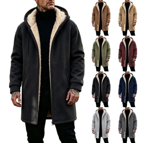 Long Winter Coats for Men Hooded Full Zip Oversized Warm Fleece Jacket - image 1