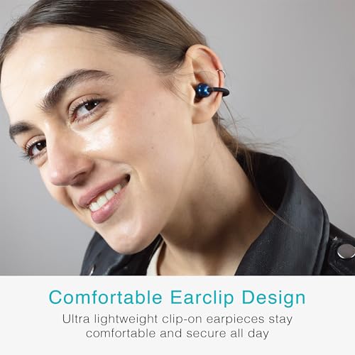 Image of MEE audio Pebbles Air Open Ear True Wireless Earbuds - Bluetooth 5.3 Lightweight Earclip Headphones with Headset Microphone & Call Noise Reduction for Gym /Workouts /Sports and Gaming (Sapphire /Blue)