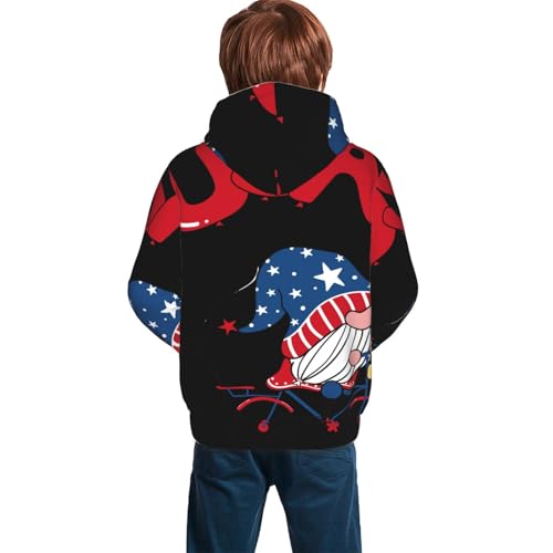 Gnome 4th of July Kid Hoodies Boys Sweatshirts Girls Pullover with Pocket4