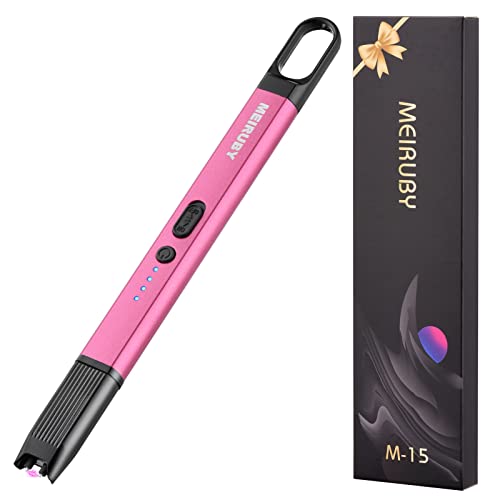 MEIRUBY Lighter Electric Candle Lighter Christmas Stocking Stuffers for Women Men Adults Christmas Birthday Gifts for Men Women Mom Wife Rechargeable USB Arc Lighter for Candle Camping BBQ Rose Gold