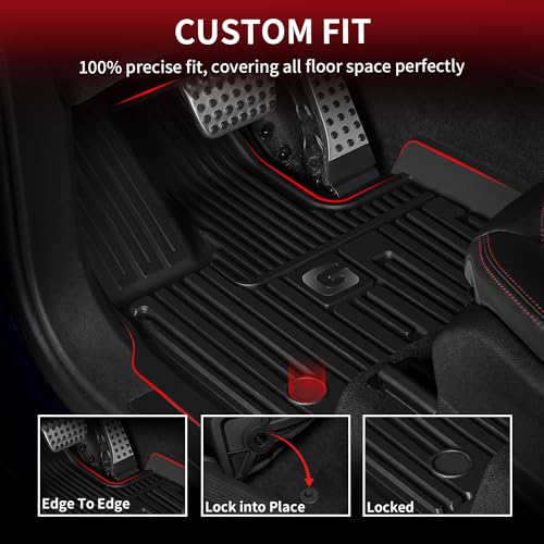Image of LASFIT Floor Mats for Mercedes Benz G Class 2019-2026 550 /580 /63 AMG | All Weather TPE Non-Slip 1st & 2nd Row Car Mats, Black