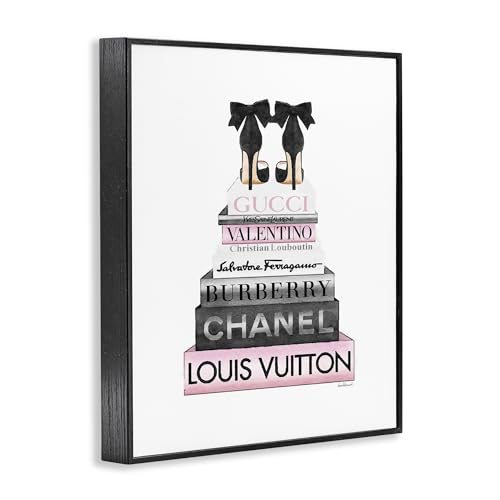 Stupell Industries Heels Pink Bookstack Glam Fashion Design, Designed by Amanda Greenwood Wall Art, 11 x 14, Black Framed3