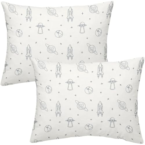 Image of Makemake Organics Organic Toddler Pillowcase (Set of 2) GOTS Certified Organic Cotton Toddler Pillowcase 13x18 Pillows Boys Planets Rocket Outer Space Navy Blue (Astronaut, 14x19)