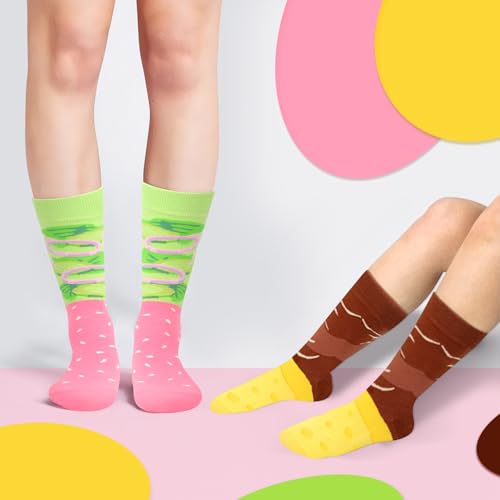 Image of Funny Donut Burger Food Socks Box, Crazy Socks for Women Teen Girls, Birthday Christmas Stocking Stuffers Gag Gifts