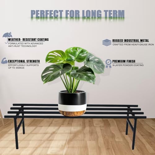Image of Pivalo Set of 2 Plant Stand for Balcony & Living Room with Wheels 120 Kg Capacity - Pot Stand for Outdoor & Indoor Planters - Gamla Flower Pot Plant Stands for Balcony Decoration