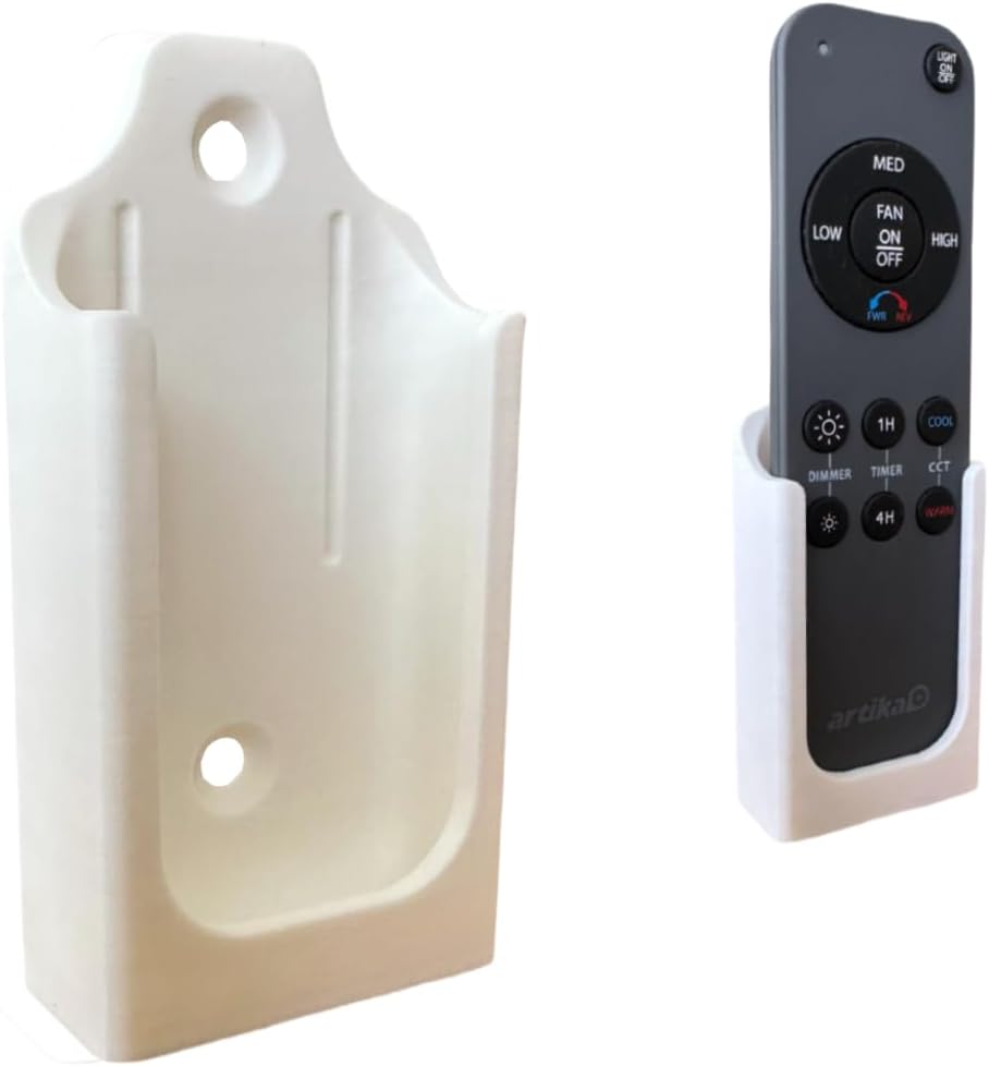 Wall Mount Holder for Remote Control REM-ARTC-1, REM-ARTC-2 Artika Ceiling Fans, Compatible with Edwin, Alton, Aiden, Darren Models, with Mounting Hardware. White
