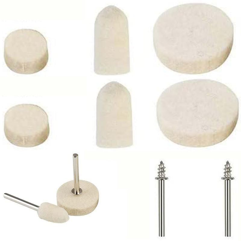 DIY Crafts 20 Pcs Kit, Only 4 Type Felt Pad Cone 1xMandrel, Felt Polishing Pad & Wheel Point & Pieces Mandrel Kit Accessory Set for (20 Pcs Kit, Only 4 Type Felt Pad Cone 1xMandrel)