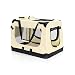 Fudajo Faltbare Transportbox für Hunde, Katzen L (70x52x50cm), robust, leicht, sicher, Hundebox mit Tragegriff und Decke, Beige