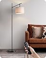 EDISHINE Modern Dimmable Floor Lamp, 63.8" Standing Lamp with Remote Control, E26 Socket, ACR Floor Lamp with Beige Shade for Bedroom, Living Room, Office, LED Bulb Included (Black)