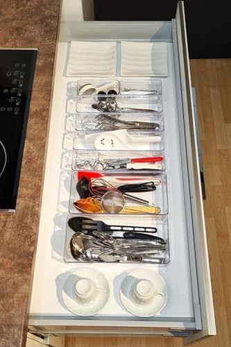 color house 8'li Set Modüler Kaşıklık Modüler Kepçelik Mutfak Çekmece Içi Düzenleyici Makyaj Buzdolabı Organizer şeffaf 67 x 49 - Görsel 5