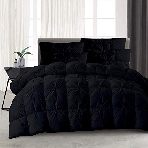 Hr Decor Fluffy Down Alternative 1000 Series 1 Piece Black Pinch Pleated Bedding Comforter 500 Gsm Egyptian Cotton Oversized Queen #TOP2