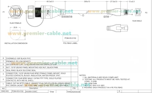 Cable Extensor RJ45 Macho a Hembra Cat6A 0.3m miniatura 6
