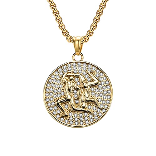 Mens Stainless Steel 12 Constellation Star Sign Astrology Pendant Necklace Dainty Personalized