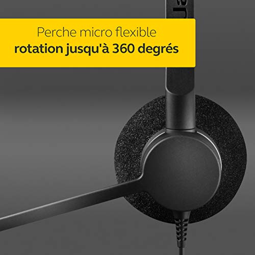 Jabra Biz 2300 - Casque Stereo supra-auriculaire Quick Disconnect - Casque Filaire avec Microphone Antibruit Pour Téléphones de Bureau Noir