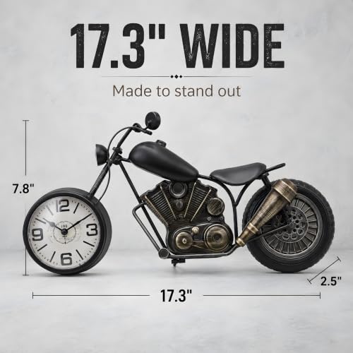 Image of Motorcycle Clock, Metal Wall & Table Decor, Silent Gift for Riders