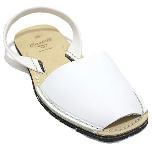 Avarcas ibicencas menorquinas de alta gama Castell 1053 en color blanco para el hombre elegante