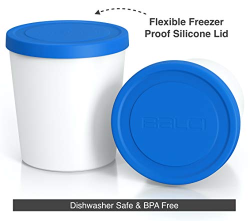 Balci - Premium Ice Cream Containers (2 Pack - 1 Quart Each) Perfect Freezer Storage Tubs With Lids For Ice Cream, Sorbet And Gelato! - Blue #TOP1