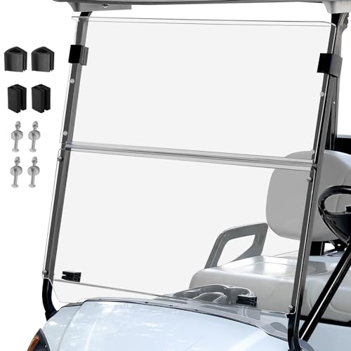 Cartalia Golf Cart Foldable Windshield 3/16 (5MM) Thicken Only Fits 2007-2016 Yamaha G29/Drive Fits 11 Struts Rail Front Folding Acrylic Windshield Replacement Included Mounting Hardware - Clear