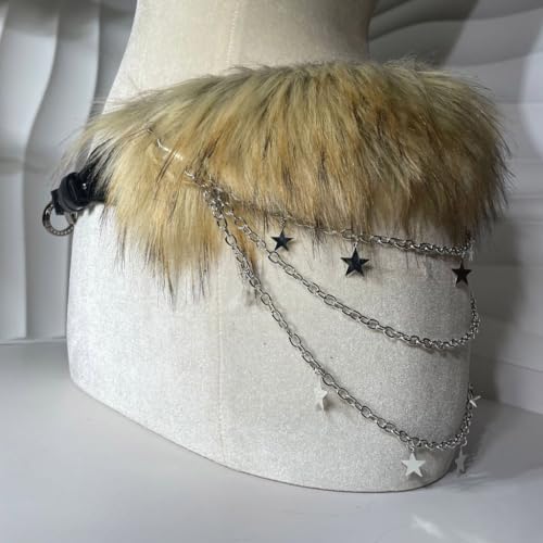 Furred Waist Belt Belly Chain for Dress Women Rhinestones3