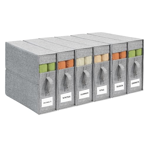 ZenStorage 6Pack Sheet Organizers and Storage - King/Queen Size Sheet Storage Organizer with Window,...