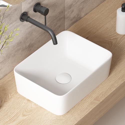 Rectangular Bathroom Vessel Sinks: 16x12 Inch Small Bathroom Sink, OCEALAGOON