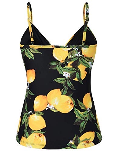Image of Hilor Women's Tankini Tops Shirred Ruffled Swimsuits V Neck Swimwear Top
