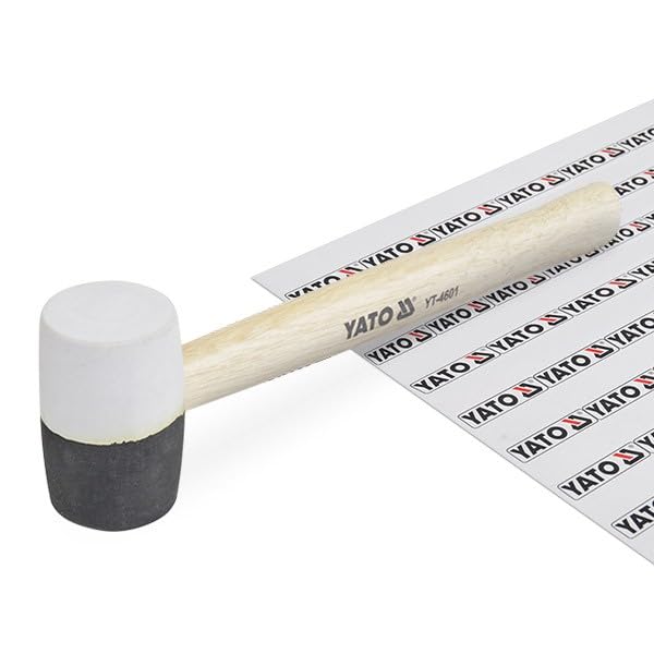 Yato YT-4601 Rubber Mallet 340G|Wooden handle|White and Black Head|Industrial tool|Automotive|Power Tools|Home Tools|hand tools|Repair Tool|Rubber mallet hammer|Hammer for Drill|Hammer for car 1