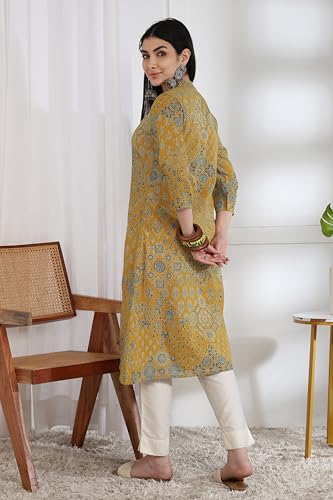 Image of MIRCHI FASHION Pure Cotton Kurti for Women | A-Line Kantha Work Printed Kurta for Woman | Ethnic Wear for Office & Daily Use (Single Piece)