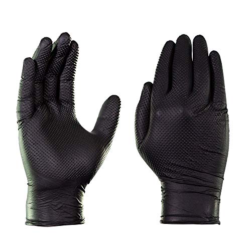 image for GLOVEWORKS HD Industrial Black Nitrile Gloves with Diamond Grip Case o