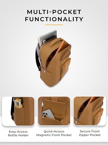 Image of EUME Nexa Backpack Bag For Man | 2 Large Compartment office Laptop Backpack | Fits Up to 15.6 inch Laptop | Vegan Leather | Travel Bag | Laptop Backpack For Men and Women