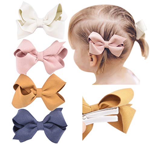 California Tot Premium Faux Leather Bow Hair Clips for Toddler, Girls, Mixed Set of 4 or 6… (3D Su - //coolthings.us