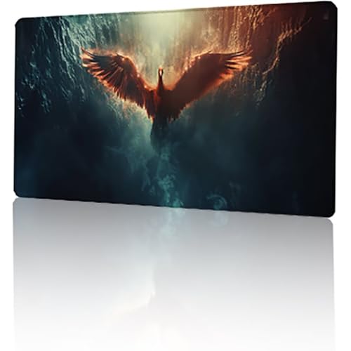 Nero Tappetino Mouse XXL 600 x 300 x 3 mm, Mouse Pad Uccello Sottomano Scrivania con Bordi Cuciti, Tappetino per Mouse Base Antiscivolo, Tappeto Scrivania Adatto Ufficio e Gioco, Regalo Uomo T-7354