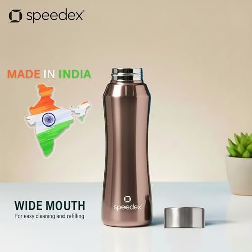 Image of Speedex Stainless Steel Water Bottle 1 Ltr, Leak Proof Screw Cap, BIS Approved 1000 ml Metal Bottle For Daily, Office, School, Gym, Travel Use for Men, Women, Kids, Adults, Copper Gold, Set of 4
